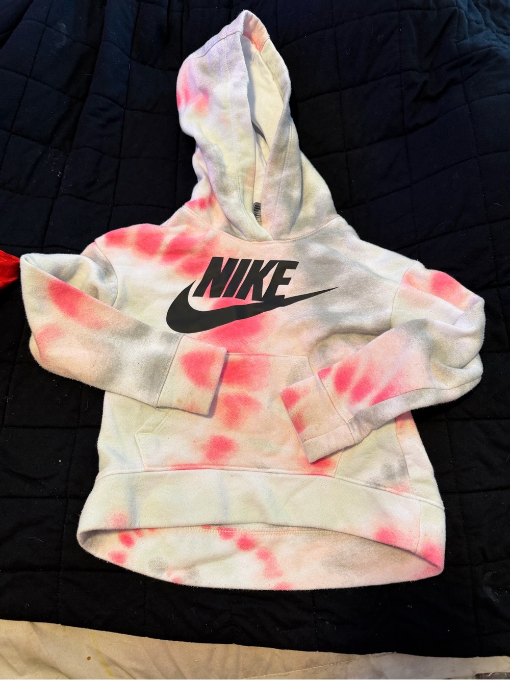 Nike Kids' Pink Tie-Dye Logo Hoodie
